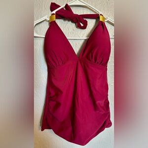 Red Halter Neck Swimsuit Top